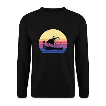 Viking Ship - Unisex Sweatshirt - black - Front - Alina (178cm) & Michal (187cm)