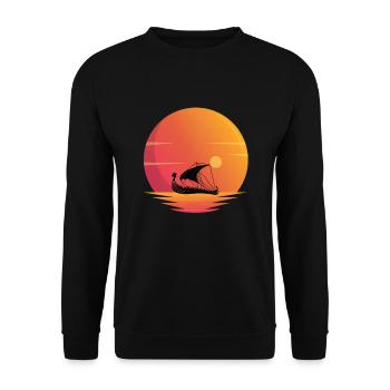 Viking Ship Sunset - Unisex Sweatshirt - black - Front - Alina (178cm) & Michal (187cm)