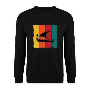 Retro Viking Ship - Unisex Sweatshirt - black - Front - Alina (178cm) & Michal (187cm)