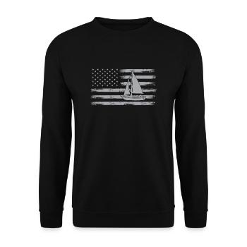 USA flag sailboat sailor - Unisex Sweatshirt - black - Front - Alina (178cm) & Michal (187cm)