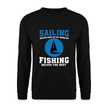Great Sailing And Fishing - Unisex Sweatshirt - black - Front - Alina (178cm) & Michal (187cm)