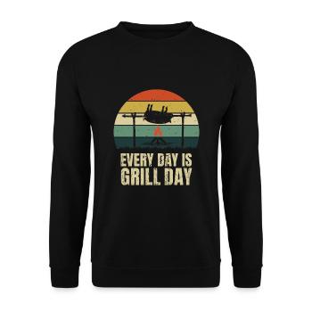 Grill Saying Every Day is Grill Day Grilling Pig - Unisex Sweatshirt - black - Front - Alina (178cm) & Michal (187cm)