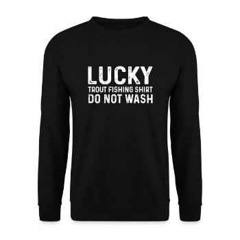Chemise de pêche à la truite chanceuse - Sweat-shirt Unisexe - noir - Devant - Alina (178cm) & Michal (187cm)