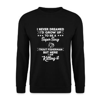 Citation amusante de pêcheur de truite - Sweat-shirt Unisexe - noir - Devant - Alina (178cm) & Michal (187cm)