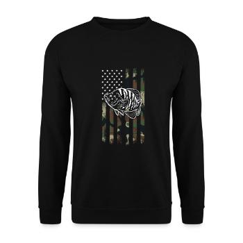 USA Flagge Crappie Fish - Unisex Pullover - Schwarz - Vorne - Alina (178cm) & Michal (187cm)