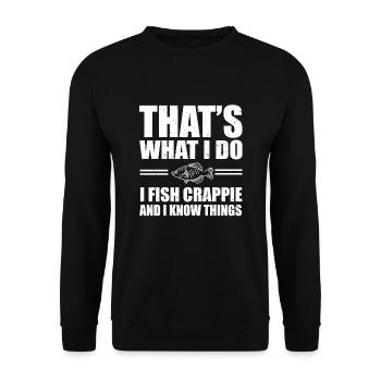 Lustiges Crappie Angeln Design - Unisex Pullover - Schwarz - Vorne - Alina (178cm) & Michal (187cm)
