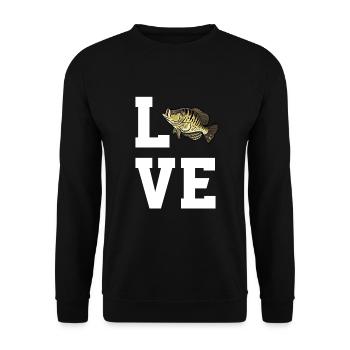 Liebe Crappie Angeln - Unisex Pullover - Schwarz - Vorne - Alina (178cm) & Michal (187cm)