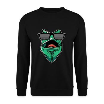 Drôle de gecko avec des lunettes de soleil - Sweat-shirt Unisexe - noir - Devant - Alina (178cm) & Michal (187cm)