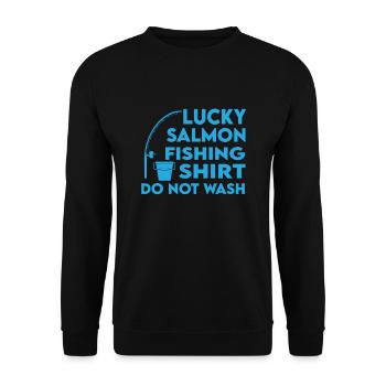 Happy Salmon Fishing Shirt - Unisex Sweatshirt - black - Front - Alina (178cm) & Michal (187cm)