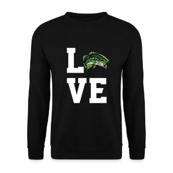 Liebe Barschfischen - Unisex Pullover - Schwarz - Vorne - Alina (178cm) & Michal (187cm)