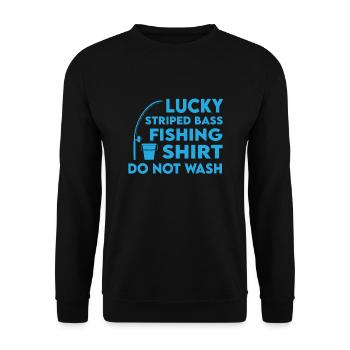 Lucky Striped Bass Angelhemd - Unisex Pullover - Schwarz - Vorne - Alina (178cm) & Michal (187cm)