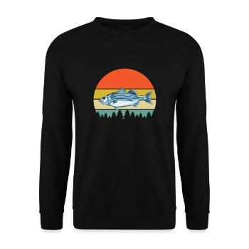 Retro Striped Bass T-Shirt - Unisex Sweatshirt - black - Front - Alina (178cm) & Michal (187cm)