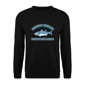 Lustiges Streifenbarsch Angeln Shirt - Unisex Pullover - Schwarz - Vorne - Alina (178cm) & Michal (187cm)