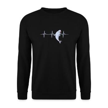 Beluga Whale Heartbeat - Unisex Sweatshirt - black - Front - Alina (178cm) & Michal (187cm)