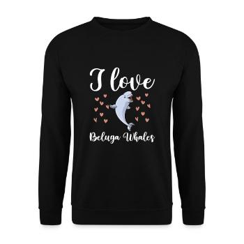 Ich Liebe Beluga Wale - Unisex Pullover - Schwarz - Vorne - Alina (178cm) & Michal (187cm)