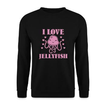 Ich Liebe Quallen - Unisex Pullover - Schwarz - Vorne - Alina (178cm) & Michal (187cm)