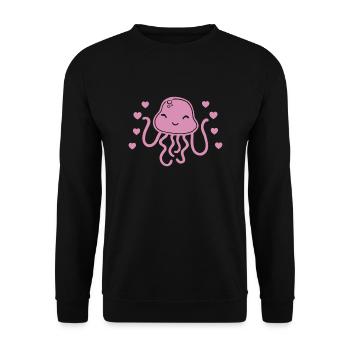 Niedliches Quallen-t-shirt - Unisex Pullover - Schwarz - Vorne - Alina (178cm) & Michal (187cm)