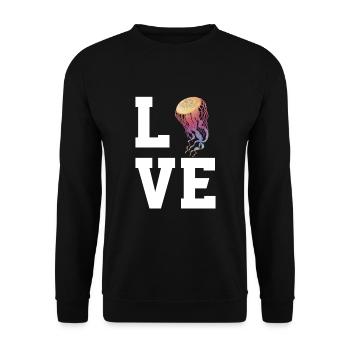 Liebe Quallen - Unisex Pullover - Schwarz - Vorne - Alina (178cm) & Michal (187cm)