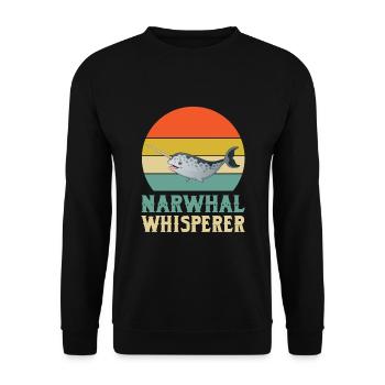 Narwal Flüsterer - Unisex Pullover - Schwarz - Vorne - Alina (178cm) & Michal (187cm)