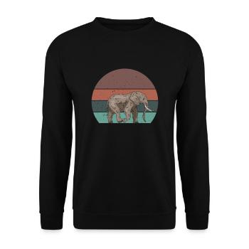 Retro Elefant - Unisex Pullover - Schwarz - Vorne - Alina (178cm) & Michal (187cm)