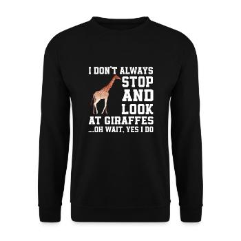 Lustiger Giraffen Spruch - Unisex Pullover - Schwarz - Vorne - Alina (178cm) & Michal (187cm)