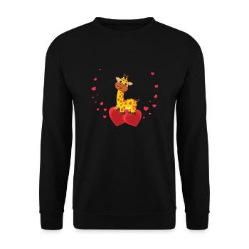Nice giraffe With hearts - Unisex Sweatshirt - black - Front - Alina (178cm) & Michal (187cm)