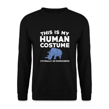 Lustiger Nashorn Spruch - Unisex Pullover - Schwarz - Vorne - Alina (178cm) & Michal (187cm)