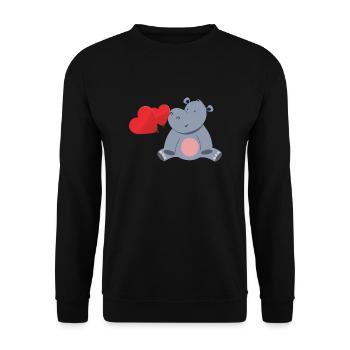 Hippopotame doux - Sweat-shirt Unisexe - noir - Devant - Alina (178cm) & Michal (187cm)
