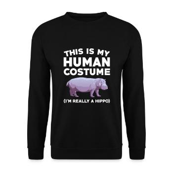 Lustiges Nilpferd Spruch - Unisex Pullover - Schwarz - Vorne - Alina (178cm) & Michal (187cm)