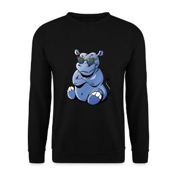 Hippo with sunglasses - Unisex Sweatshirt - black - Front - Alina (178cm) & Michal (187cm)