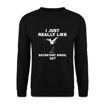 Funny Secretary Bird T-Shirt - Unisex Sweatshirt - black - Front - Alina (178cm) & Michal (187cm)