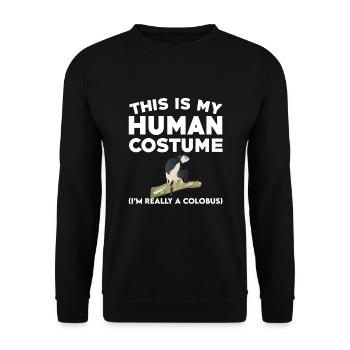 Funny Colobus Monkey Shirt - Unisex Sweatshirt - black - Front - Alina (178cm) & Michal (187cm)