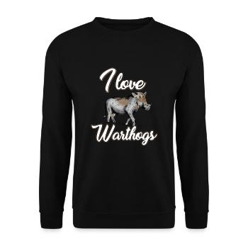 Ich Liebe Warzenschweine - Unisex Pullover - Schwarz - Vorne - Alina (178cm) & Michal (187cm)