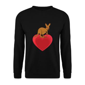 Conception de cœur de kangourou - Sweat-shirt Unisexe - noir - Devant - Alina (178cm) & Michal (187cm)