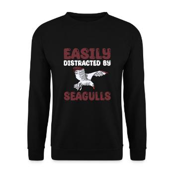 Facilement distrait par les mouettes - Sweat-shirt Unisexe - noir - Devant - Alina (178cm) & Michal (187cm)