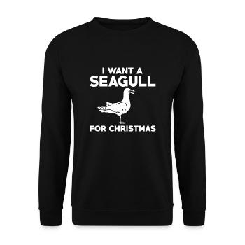 I want a seagull for Christmas - Unisex Sweatshirt - black - Front - Alina (178cm) & Michal (187cm)