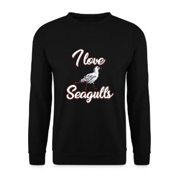 J’adore les mouettes - Sweat-shirt Unisexe - noir - Devant - Alina (178cm) & Michal (187cm)