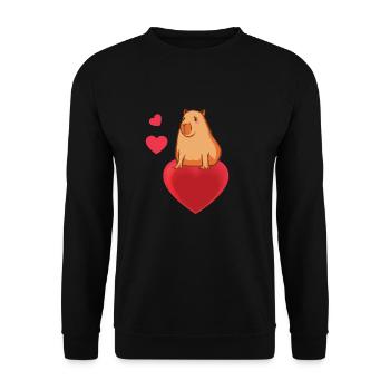 Süsses Capybara Geschenk - Unisex Pullover - Schwarz - Vorne - Alina (178cm) & Michal (187cm)