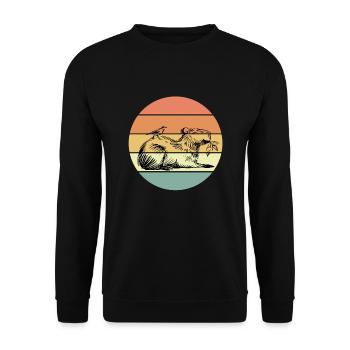 T-shirt rétro Capybara - Sweat-shirt Unisexe - noir - Devant - Alina (178cm) & Michal (187cm)