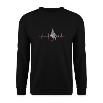 Pigeon heartbeat design - Unisex Sweatshirt - black - Front - Alina (178cm) & Michal (187cm)