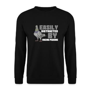 Easily Distracted By Pigeon Racing - Unisex Sweatshirt - black - Front - Alina (178cm) & Michal (187cm)
