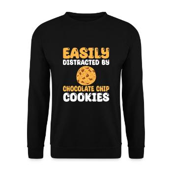 Facilement distrait par les biscuits aux pépites de chocolat - Sweat-shirt Unisexe - noir - Devant - Alina (178cm) & Michal (187cm)