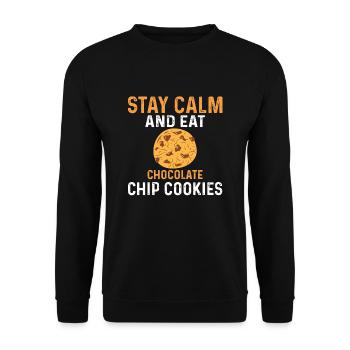 Funny Chocolate Chip Cookie Shirt - Unisex Sweatshirt - black - Front - Alina (178cm) & Michal (187cm)