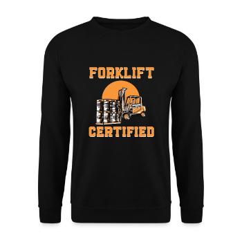 Gabelstapler Zertifiziert - Unisex Pullover - Schwarz - Vorne - Alina (178cm) & Michal (187cm)