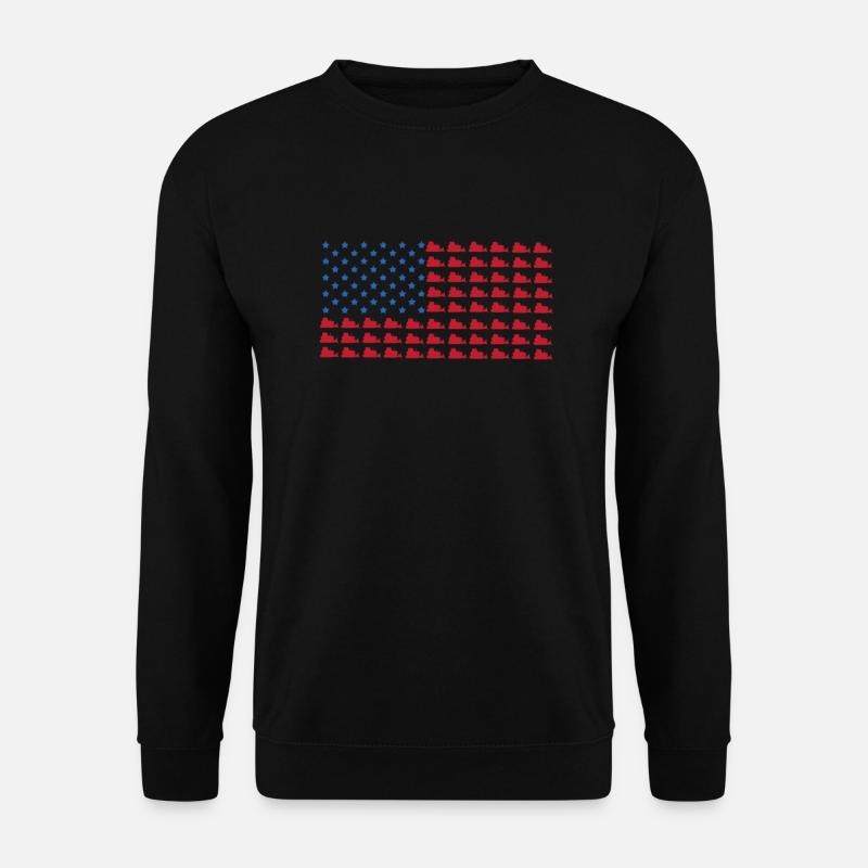 USA Bulldozer Fahne - Unisex Pullover - Schwarz