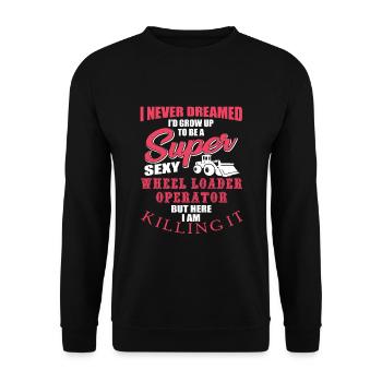 Drôle de cadeau de conducteur de chargeuse sur pneus - Sweat-shirt Unisexe - noir - Devant - Alina (178cm) & Michal (187cm)