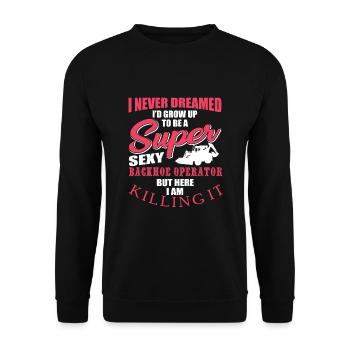 Lustiger Baggerfahrer Spruch - Unisex Pullover - Schwarz - Vorne - Alina (178cm) & Michal (187cm)