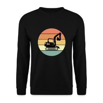 Retro Excavator T-Shirt - Unisex Sweatshirt - black - Front - Alina (178cm) & Michal (187cm)