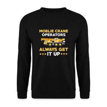 Lustiger Mobilkranfahrer Spruch - Unisex Pullover - Schwarz - Vorne - Alina (178cm) & Michal (187cm)