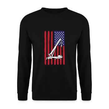 USA Kran - Unisex Pullover - Schwarz - Vorne - Alina (178cm) & Michal (187cm)